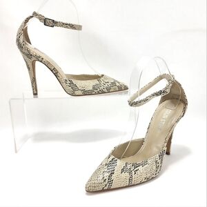 COLIN STUART - Stiletto, ankle strap heels, snake print, multicolor, size 7.5